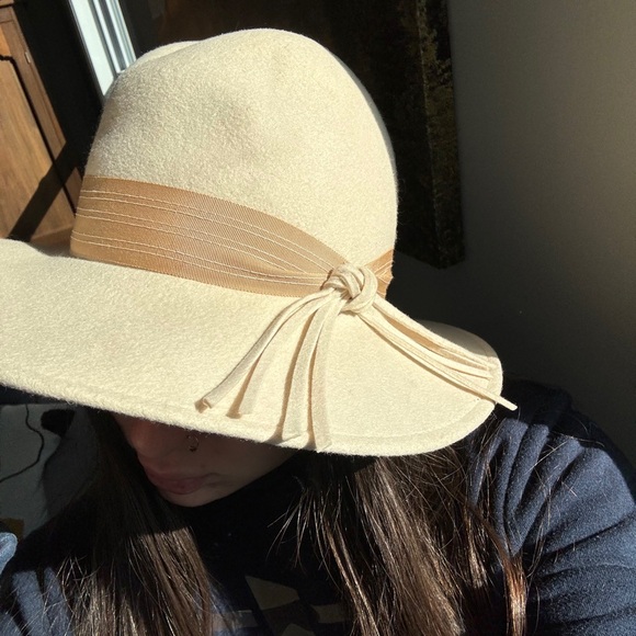 Astre Vintage felted wool hat cream grosgrain ribbon trim - Picture 8 of 9